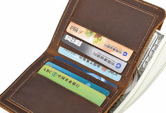 Handmade Genuine Leather Brown Mens Wallet Cool billfold Slim Bifold Wallet for Mens