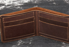 Handmade Genuine Leather Brown Mens Wallet Cool billfold Slim Bifold Wallet for Mens