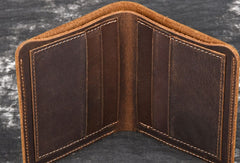 Handmade Genuine Leather Brown Mens Wallet Cool billfold Slim Bifold Wallet for Mens