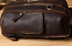 Handmade Genuine Leather Coffee Mens Cool Sling Pack Bag Crossbody Bag Chest Bag for men