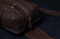 Handmade Genuine Leather Coffee Mens Cool Sling Pack Bag Crossbody Bag Chest Bag for men