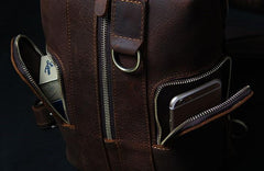Handmade Genuine Leather Coffee Mens Cool Sling Pack Bag Crossbody Bag Chest Bag for men