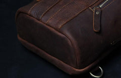 Handmade Genuine Leather Coffee Mens Cool Sling Pack Bag Crossbody Bag Chest Bag for men