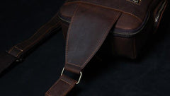 Handmade Genuine Leather Coffee Mens Cool Sling Pack Bag Crossbody Bag Chest Bag for men
