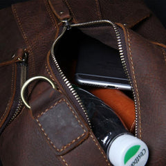 Handmade Genuine Leather Coffee Mens Cool Sling Pack Bag Crossbody Bag Chest Bag for men