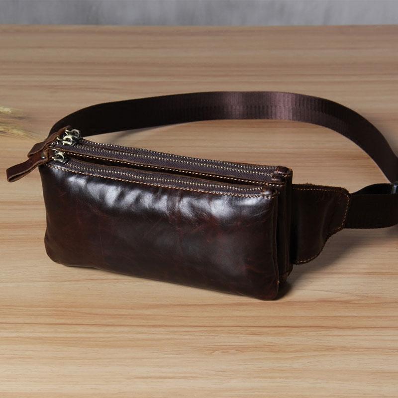 Leather Fanny Pack Mens Waist Bag Hip Pack Belt Bag for Men