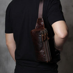 Leather Fanny Pack Mens Waist Bag Hip Pack Belt Bag for Men