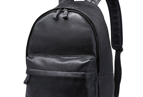 Black Leather Mens Cool Backpack Fashion Travel Backpack Hiking Backpack for Men