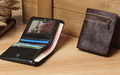 Handmade Leather Mens Small Wallet billfold Bifold Wallet for Men