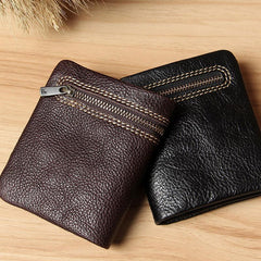 Handmade Leather Mens Small Wallet billfold Bifold Wallet for Men