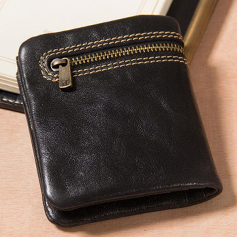Handmade Leather Mens Small Wallet billfold Bifold Wallet for Men