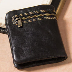 Handmade Leather Mens Small Wallet billfold Bifold Wallet for Men