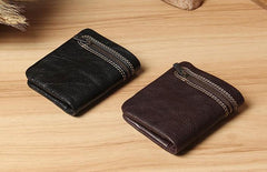 Handmade Leather Mens Small Wallet billfold Bifold Wallet for Men
