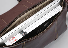 Handmade Leather Mens Cool Shoulder Bag Messenger Bag Cycling Bag for men