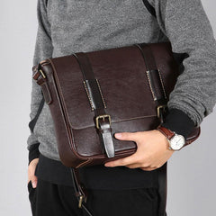Handmade Leather Mens Cool Shoulder Bag Messenger Bag Cycling Bag for men