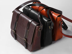 Handmade Leather Mens Cool Shoulder Bag Messenger Bag Cycling Bag for men