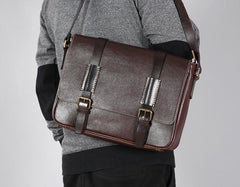 Handmade Leather Mens Cool Shoulder Bag Messenger Bag Cycling Bag for men