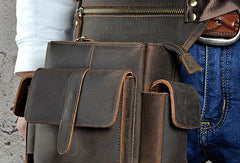 Handmade Genuine Leather Vintage Belt Bag HIP PACK FANNY PACK BUMBAG Waist Bag Shouder Bag For Mens