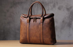 Handmade Leather Vintage Mens Handbag Briefcase Work Bag Business Bag for men