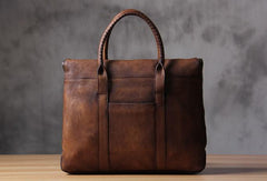 Handmade Leather Vintage Mens Handbag Briefcase Work Bag Business Bag for men