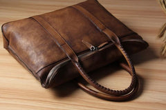 Handmade Leather Vintage Mens Handbag Briefcase Work Bag Business Bag for men