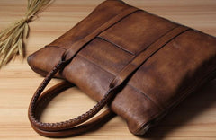 Handmade Leather Vintage Mens Handbag Briefcase Work Bag Business Bag for men