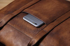 Handmade Leather Vintage Mens Handbag Briefcase Work Bag Business Bag for men