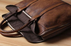 Handmade Leather Vintage Mens Handbag Briefcase Work Bag Business Bag for men