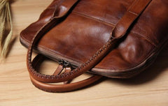 Handmade Leather Vintage Mens Handbag Briefcase Work Bag Business Bag for men