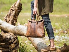 Handmade Leather Vintage Mens Handbag Briefcase Work Bag Business Bag for men