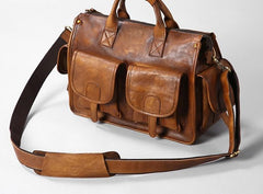 Vintage Leather Brown Mens Travel Bags Messenger Bag Shoulder Bag for Men