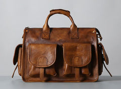 Vintage Leather Brown Mens Travel Bags Messenger Bag Shoulder Bag for Men