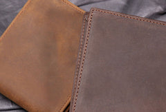 Handmade Genuine Leather Vintage Mens Wallets Cool billfold Slim Bifold Wallet Card Wallet Purse for Mens