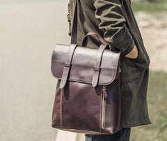 Vintage Leather Mens Travel Backpack Bag Work Backpack for Men