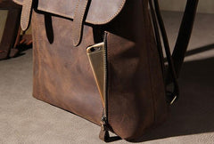 Vintage Brown Leather Mens Travel Backpack Work Backpack for Men