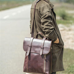 Vintage Leather Mens Travel Backpack Bag Work Backpack for Men