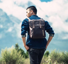 Vintage Leather Mens Travel Backpack Bag Work Backpack for Men