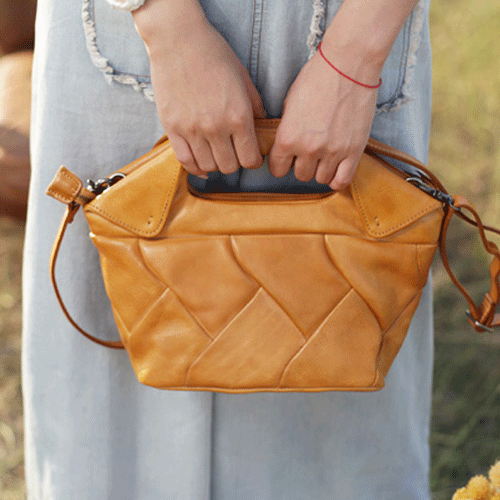 Cute Bucket Bags Woven Weaved Brown Leather Bag Womens - Annie Jewel