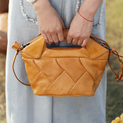 Cute Bucket Bags Woven Weaved Brown Leather Bag Womens - Annie Jewel