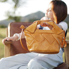 Cute Bucket Bags Woven Weaved Brown Leather Bag Womens - Annie Jewel