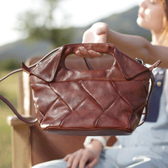 Cute Bucket Bags Woven Weaved Brown Leather Bag Womens - Annie Jewel
