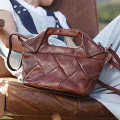 Cute Bucket Bags Woven Weaved Brown Leather Bag Womens - Annie Jewel