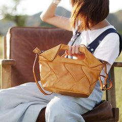 Cute Bucket Bags Woven Weaved Brown Leather Bag Womens - Annie Jewel