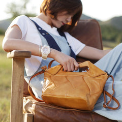 Cute Bucket Bags Woven Weaved Brown Leather Bag Womens - Annie Jewel