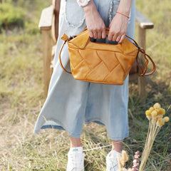 Cute Bucket Bags Woven Weaved Brown Leather Bag Womens - Annie Jewel