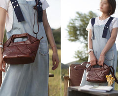 Cute Bucket Bags Woven Weaved Brown Leather Bag Womens - Annie Jewel