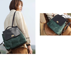 Green Satchel Bag Small Leather Backpack Womens Purse - Annie Jewel