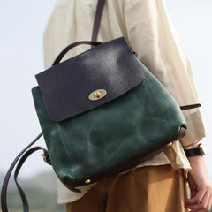 Green Satchel Bag Small Leather Backpack Womens Purse - Annie Jewel
