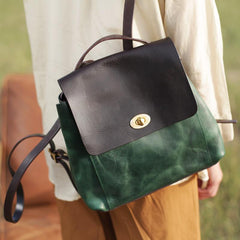 Green Satchel Bag Small Leather Backpack Womens Purse - Annie Jewel
