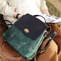 Green Satchel Bag Small Leather Backpack Womens Purse - Annie Jewel